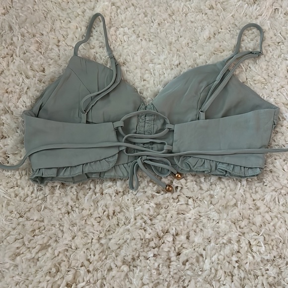 Teal cropped Tank top lace back with gold detail - Picture 2 of 2